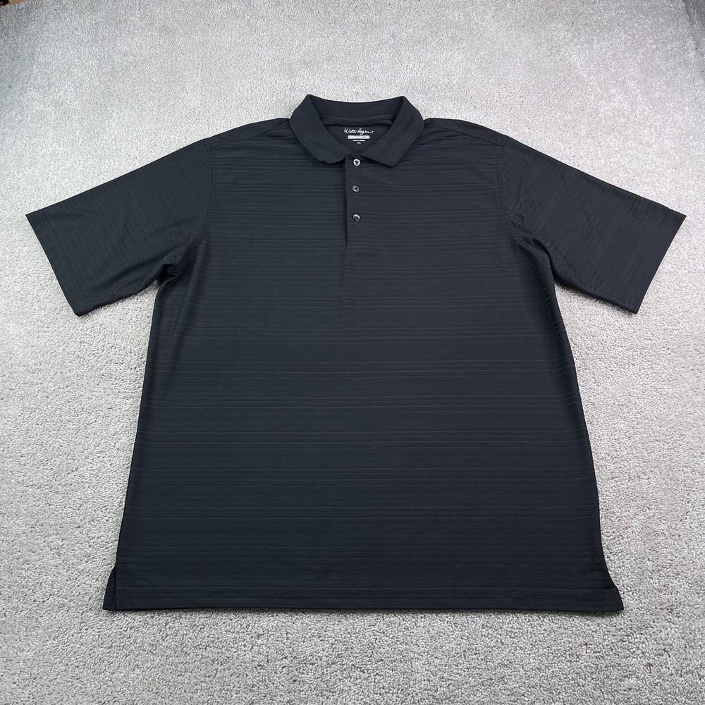 Walter Hagen Polo Shirt Mens XL Black Solid Hydro Dri Performance Wicking Golf